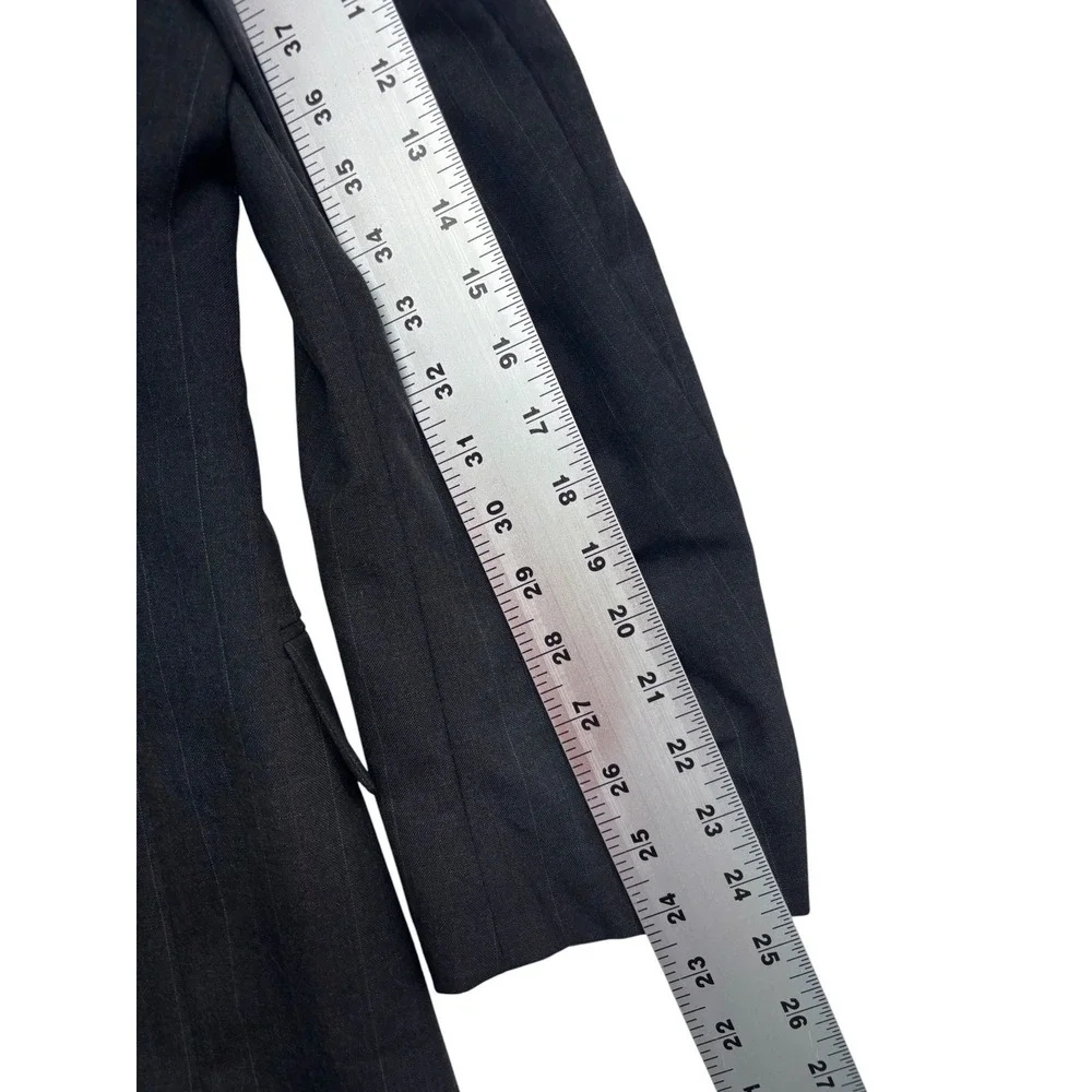 vtg 90s USA Made 40R 34x32 Charcoal Pinstripe 2pc Pant Suit Pleated High Waisted